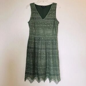 Banana Republic | Olive Green Cotton Blend Crocheted Lace V-Neck Dress, Size 6